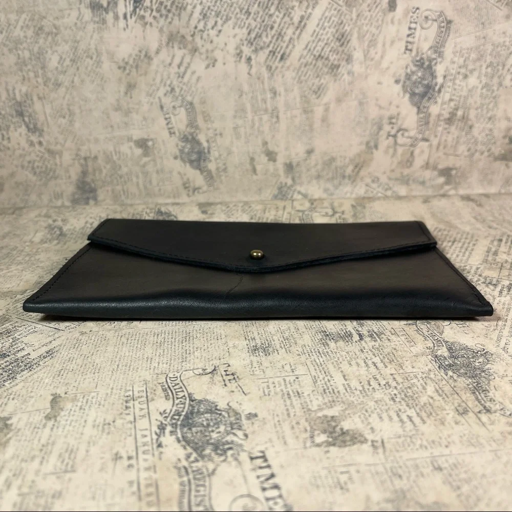 Parker Clay Black Leather Wallet Card Holder Travel Document Pouch Organizer